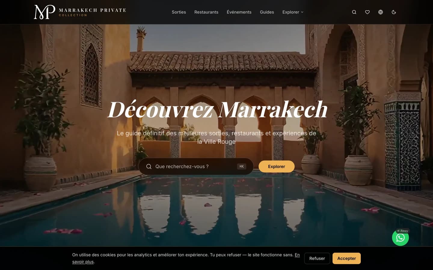 Marrakech Private luxury concierge platform homepage, built GEO-native by ZAOURI